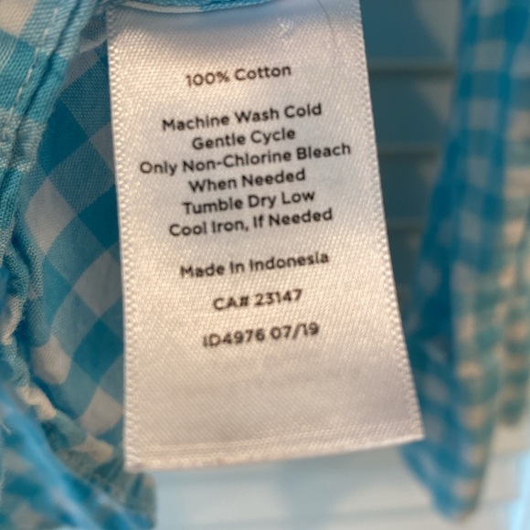 EUC Talbots Lightweight Button Down Long Sleeve Shirt Teal/White Check Size LP - Picture 4 of 4